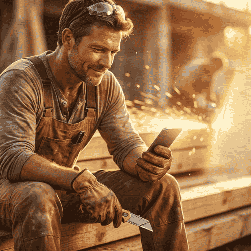 Handwerker entspannt weil ohne komplizierte Technik